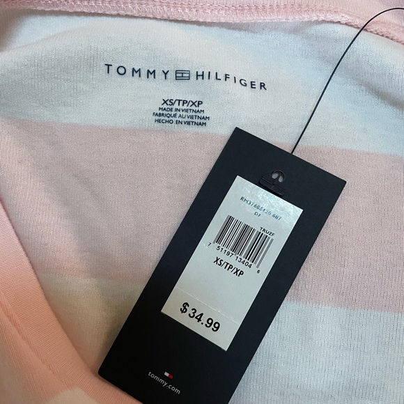 NWT Tommy Hilfiger Pink Striped V Neck Long Sleeve (XS) - Picture 8 of 9